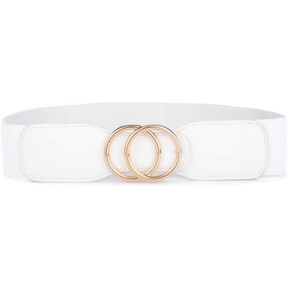 Women’s Elastic Stretch Wide Waist Belts White - Picture 1 of 5